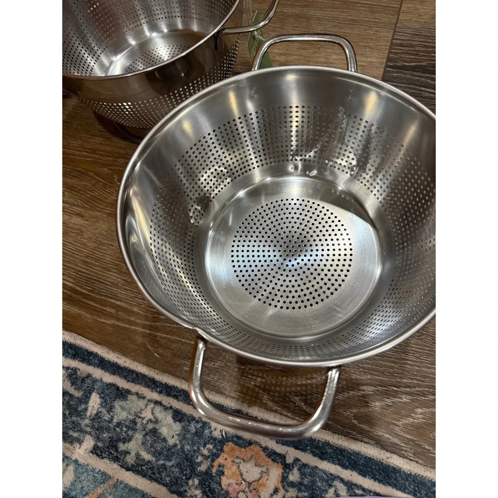 Set 2 Figmint Stainless Steel Colander 3.5 Quart Silver Kitchen Strainer Handles